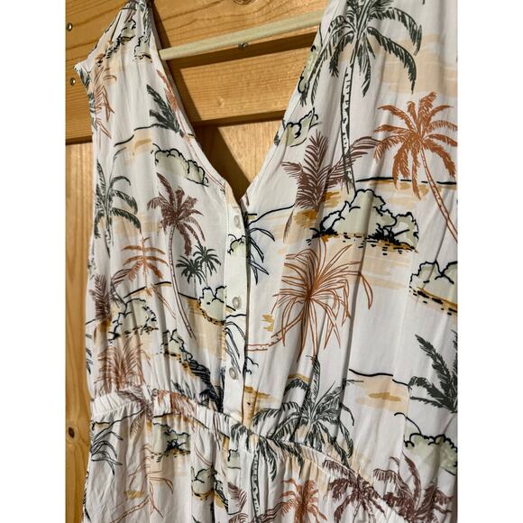 World Market Abstract Palm Romper Jumpsuit Size M - Picture 2 of 3